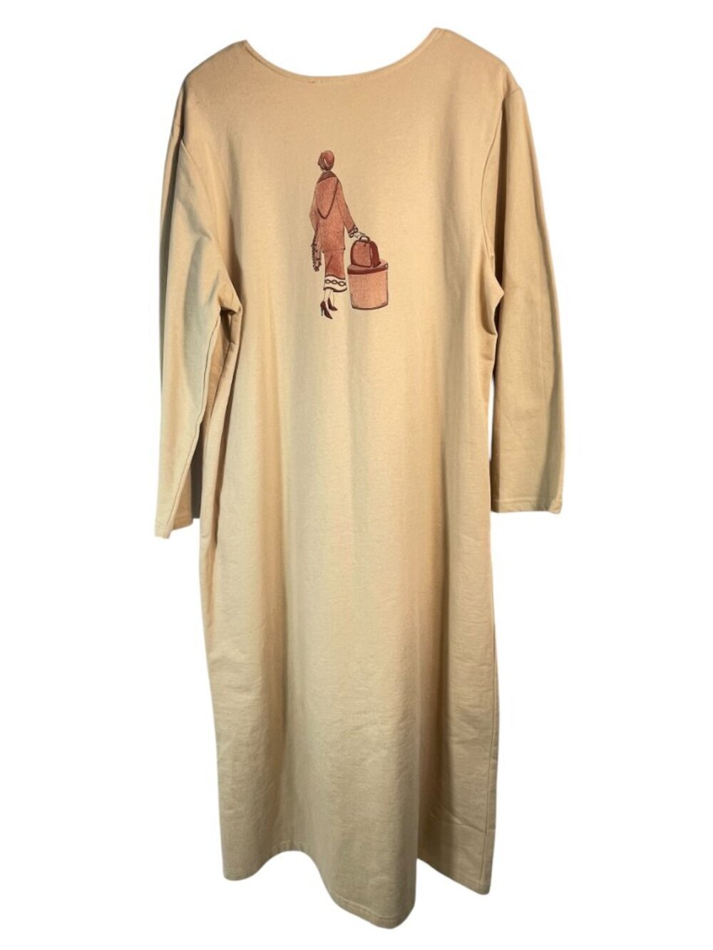 Vintage Trisha 1999 Graphic Midi Dress XL Art Print Cotton USA - Picture 4 of 13